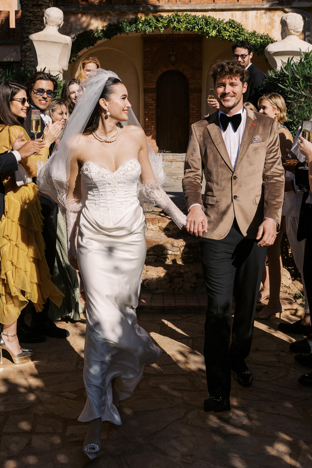 wedding dress with a vail